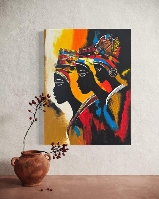 Original Handmade Acrylic Canvas Painting, Colorful Women Portrait Wall Art, Abstract Home Decor