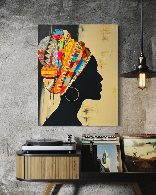 Original Handmade Acrylic Canvas Painting - Colorful Portrait Wall Art
