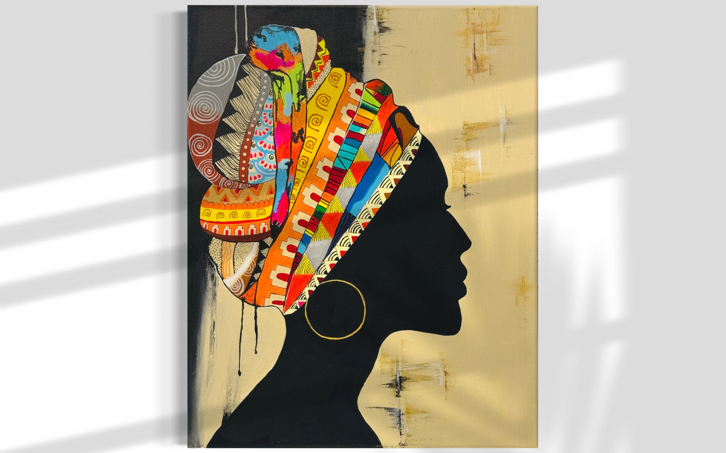 Original Handmade Acrylic Canvas Painting - Colorful Portrait Wall Art