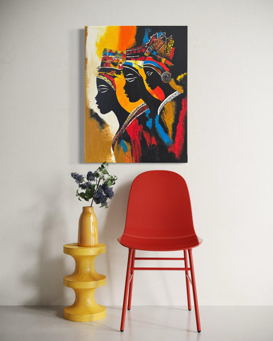 Original Handmade Acrylic Canvas Painting, Colorful Women Portrait Wall Art, Abstract Home Decor