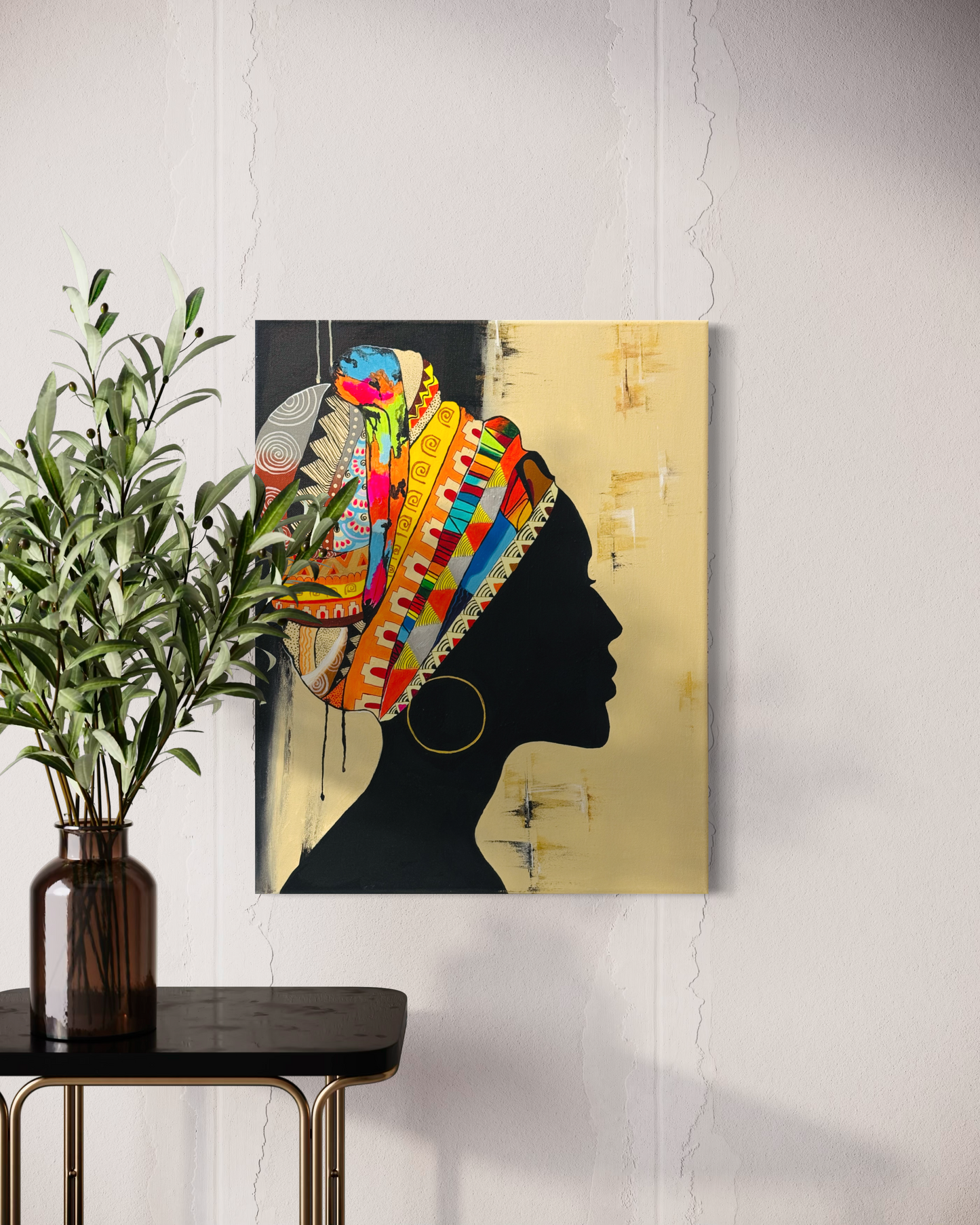 Original Handmade Acrylic Canvas Painting - Colorful Portrait Wall Art