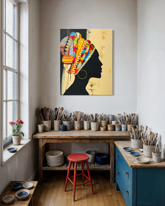 Original Handmade Acrylic Canvas Painting - Colorful Portrait Wall Art